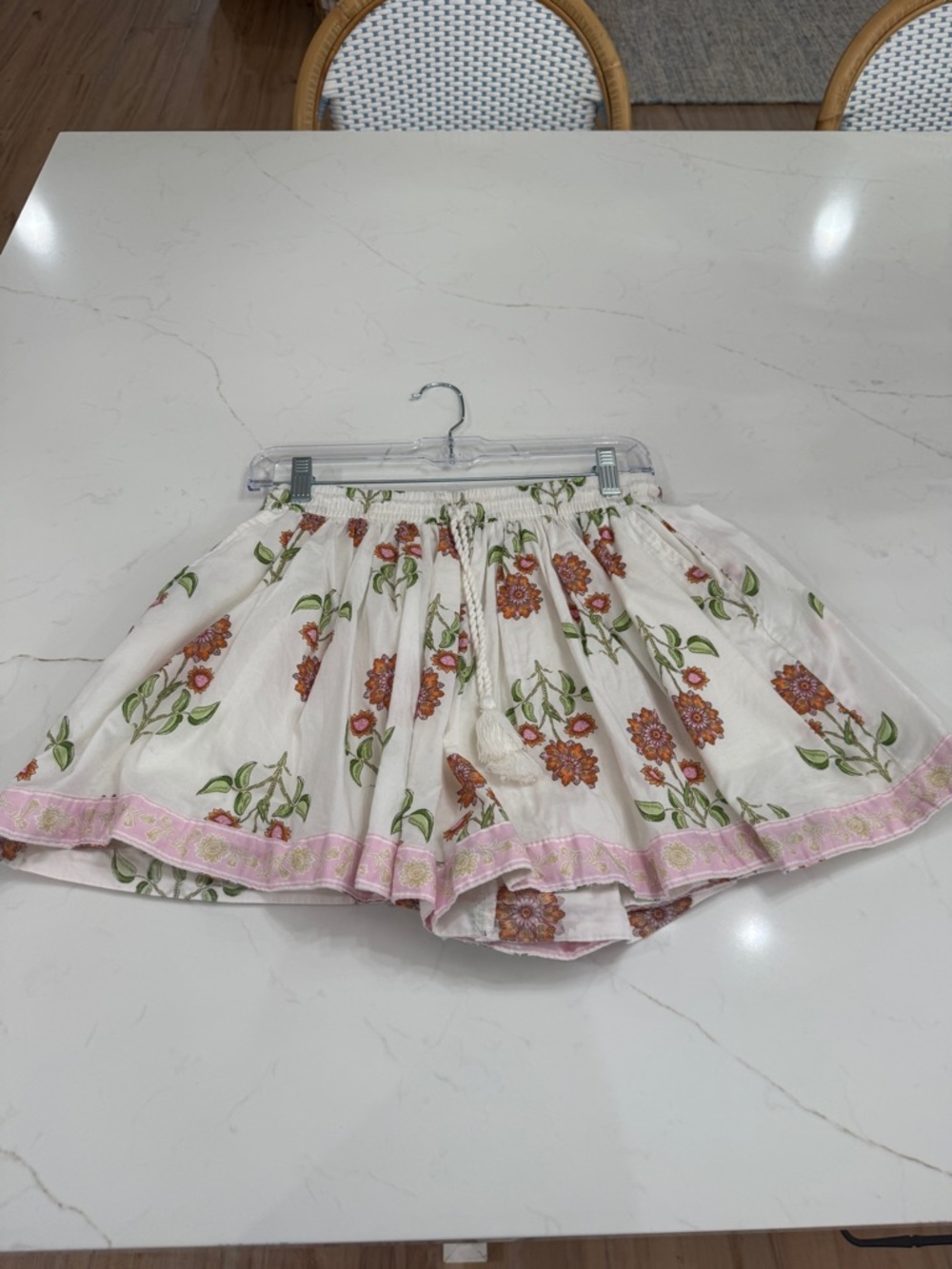 Old Navy White Floral High-Waist Shorts with Pink Trim
